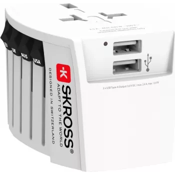 SKROSS MUV USB pasaules adapteris, strāvas adapteris, 2x USB