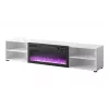 TV skapītis cama meble POLO 180x33x39 cm ar elektrisko kamīnu 1400–1600 W, lamināts, balts/melns