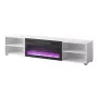 TV skapītis cama meble POLO 180x33x39 cm ar elektrisko kamīnu 1400–1600 W, lamināts, balts/melns