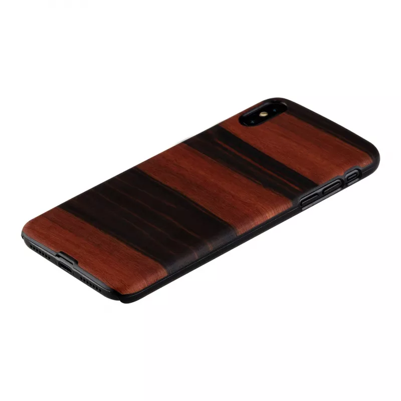 Viedtālruņa maciņš man and wood iPhone XS Max — melnkoka melns, aizsargājošs ciets aizmugurējais vāciņš