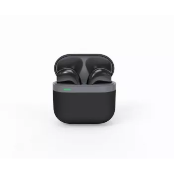 Bluetooth headset GEMBIRD TWS-02-BK, in-ear TWS, Melns/pelēka, up to 5 h playtime, built-in microphone, charging case