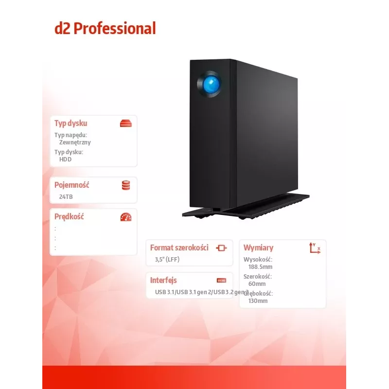 LaCie d2 Professional 24TB USB-C 10Gb/s 3,5 collu ārējais cietais disks (STHA24000800)