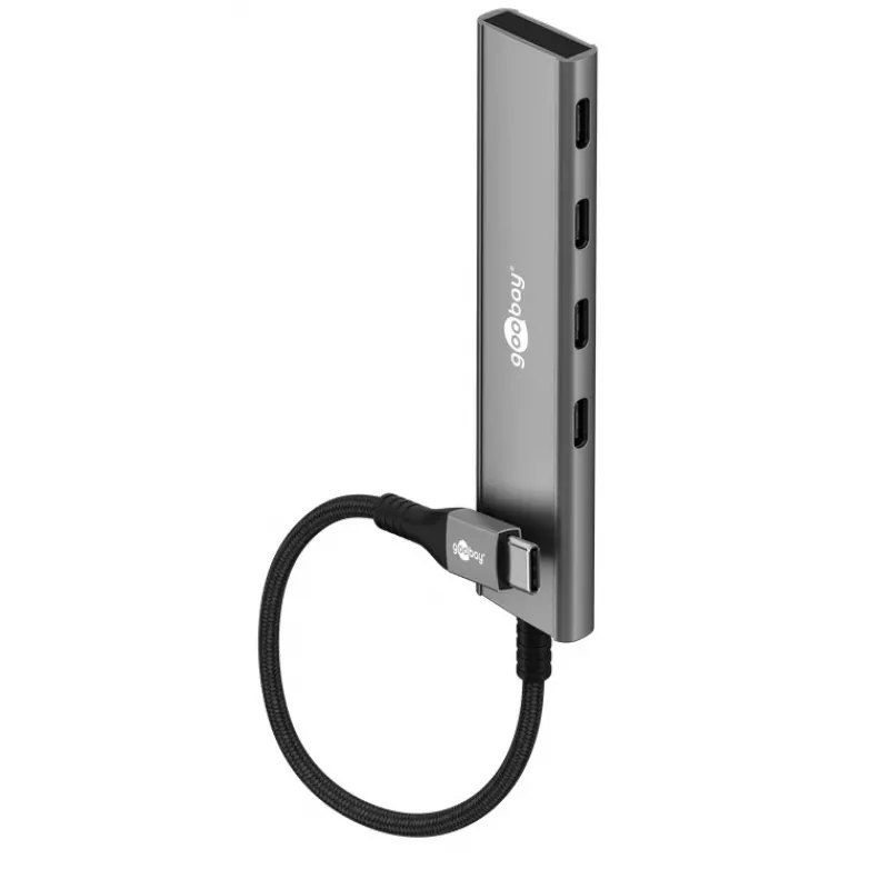 Goobay Slim 4 portu USB centrmezgls USB-C uz 5 Gbit/s - -Plug> 4x -Socket (76564)