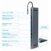 Gembird A-CM-COMBO9-01 USB Type-C 9-in-1 daudzportu adapteris (USB centrmezgls + HDMI + VGA + PD + karšu lasītājs + LAN + 3,5 mm audio), kosmosa pelēks