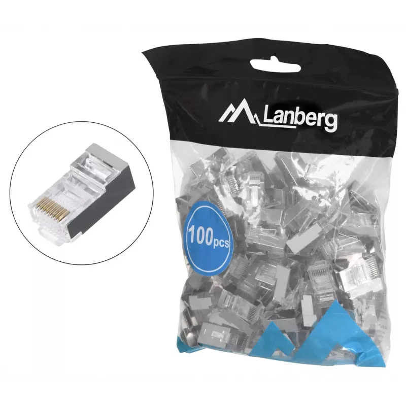 LANBERG RJ-45 vadu savienotājs PLS-5000EZ, Cat5e, F/UTP (FTP), pelēks, 100 gab.