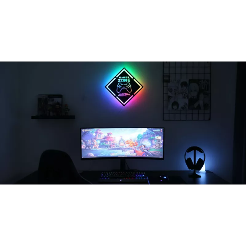 LED neona izkārtne MANTA MASNL132RGB Style Neon Lights GAMER ZONE, RGB apgaismota sienas dekorācija