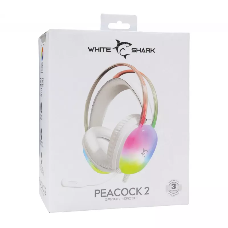 Austiņas White Shark GH-2444 Peacock-2 baltas