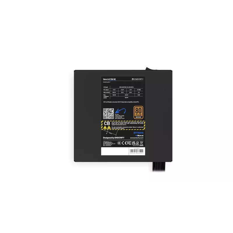 Barošanas bloks ENDORFY Vero L6 750 W, 24-pin ATX, 80 PLUS Bronze, 120 mm ventilators, melns