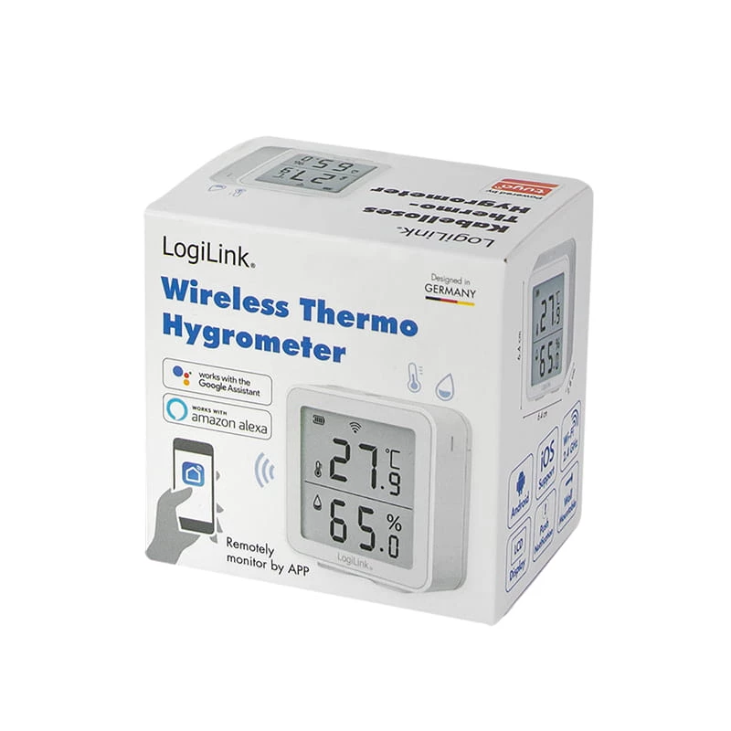 LogiLink SC0116 higrometrs psihrometrs iekštelpām elektronisks balts digitāls
