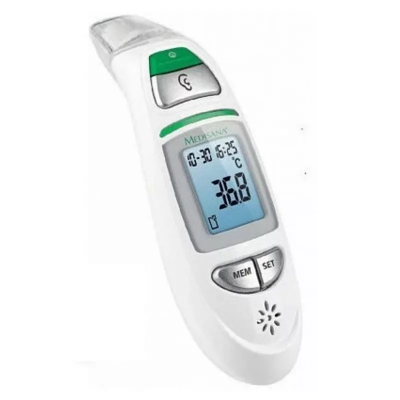 Kontakta termometrs Medisana TM 750 — kontakta digitālais termometrs, atmiņa 30, diapazons 0–100°C, °C/°F, LCD, balts