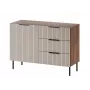 Kumode Cama Meble ALMERA 104x42x75 cm, riekstkoka/kašmira krāsā, 3 atvilktnes, skaidu plāksne