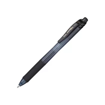 Pentel Energel X - izvelkama želejas pildspalva - melna - melna - caurspīdīga - plastmasa - gumija - gumija - piemērota abām rokām