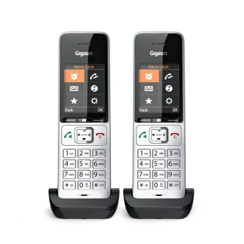 Gigaset COMFORT 500HX duo Analog/DECT telefons ar zvanītāja ID, melns, sudrabs