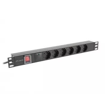Lanberg PDU-05F-0200-BK Strāvas sadales bloks (PDU) 5 maiņstrāvas rozetes 1U Melna