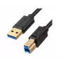 USB kabelis Unitek C14095BK-2M — USB-A uz USB-B 3.0, 5 Gbps, 2 m, melns, zeltīti kontakti