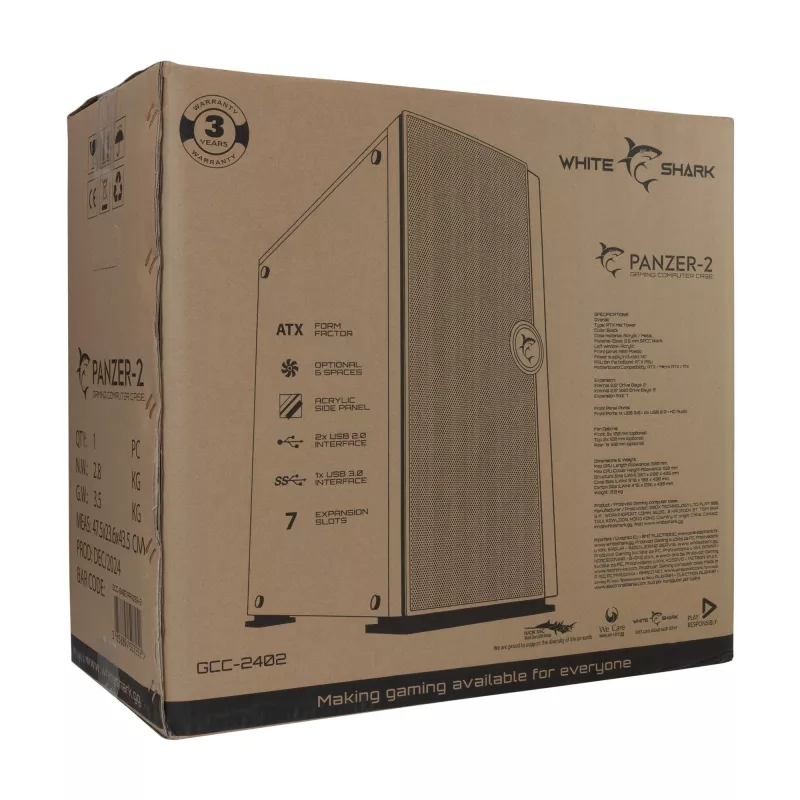 Datora korpuss Panzer-2 White Shark GCC-2402 ATX Melns
