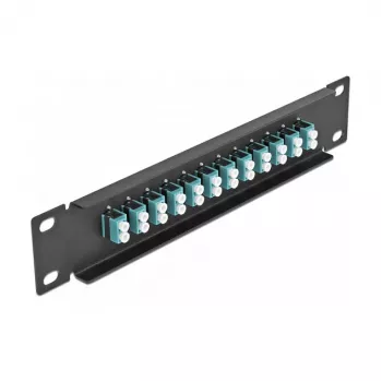 Optiskā šķiedras patch panelis DeLOCK 10 collas 12 portu LC Duplex akva 1U melns