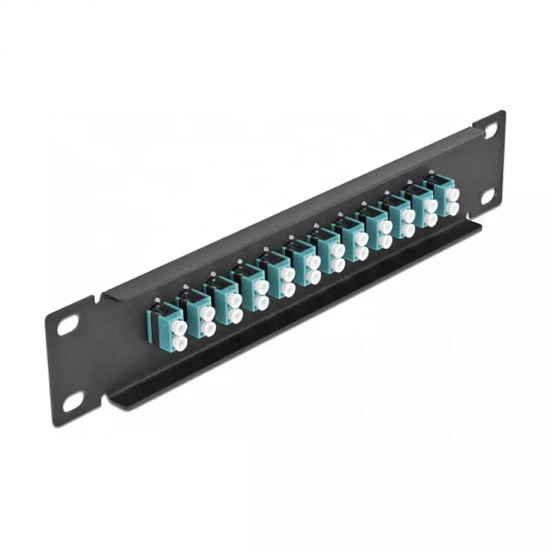 Optiskā šķiedras patch panelis DeLOCK 10 collas 12 portu LC Duplex akva 1U melns