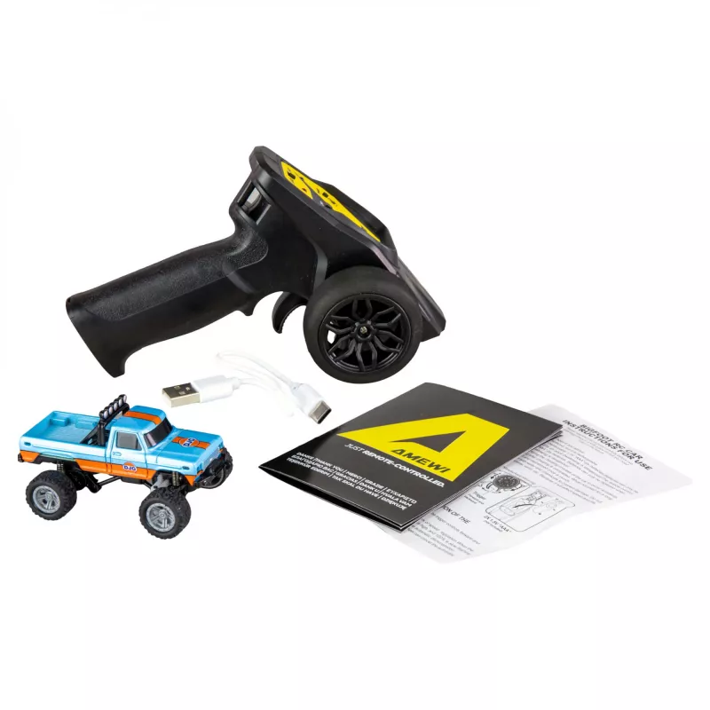 Radio vadāms Amewi Monster Truck DieCast 1:64 RTR, zili oranžs