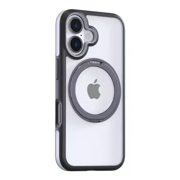 Aizsargājošs tālruņa vāciņš Torras Ostand R Fusion iPhone 16 — Melns, plāns, triecienizturīgs apvalks