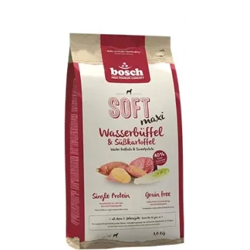 Sausā suņu barība Bosch SOFT Maxi ūdensbifelis un batāte 12,5 kg — lielu šķirņu pieaugušiem suņiem, bez graudiem, 22% olbaltumvielu