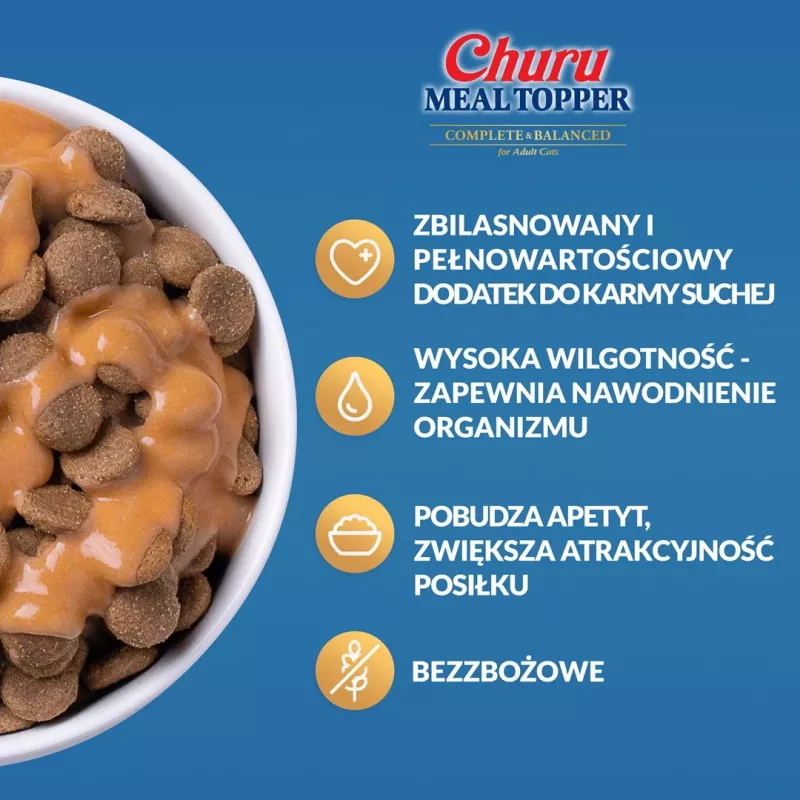 Mitrās kaķu kārumu paciņas INABA Churu Meal Topper Tunzivs ar jūras gliemeni 4 x 14 g