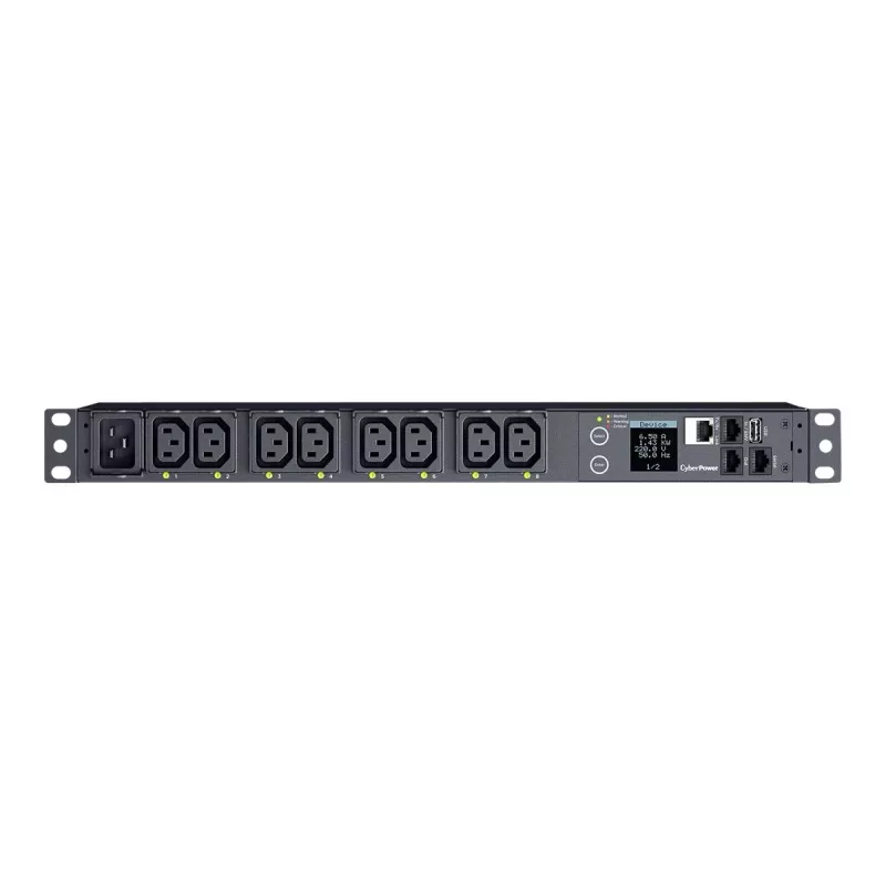 CyberPower PDU41005 strāvas sadales bloks (PDU) 8 maiņstrāvas ligzdas 1U Melns