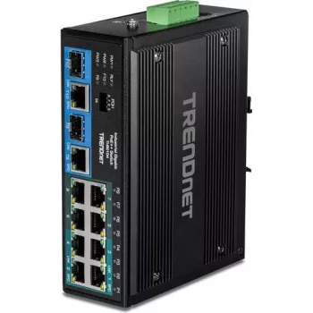 TRENDnet TI-BG104 - Slēdzis - rūpniecisks - nepārvaldīts - 4 x 10/100/1000 (PoE++) + 4 x 10/100/1000 (PoE+) + 2 x Combo Gigabit SFP/RJ-45 - DIN sliedes montāžai, sienas montāžai - P
