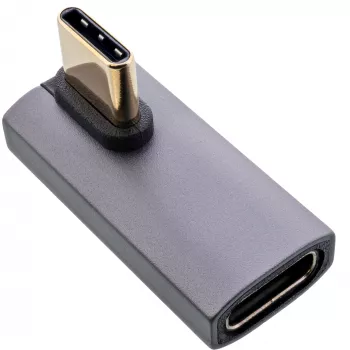 InLine USB4 adapteris, USB-C spraudnis/ligzda vertikāls pa labi/kreisi leņķveida, alumīnijs, pelēks