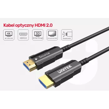 HDMI kabelis UNITEK C11072BK-25M 25m 18 Gbit/s Melns