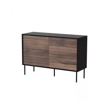 Kumode cama meble CORTINA 1D3S 120x40x81 cm, melna/valrieksta, 3 atvilktnes, skaidu plātne