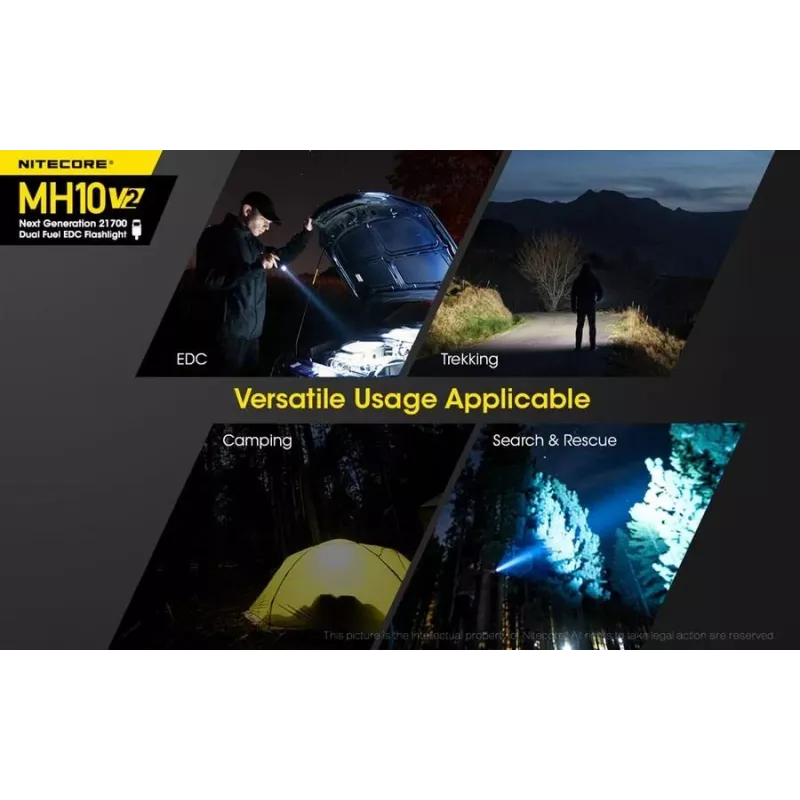 Rokas lukturītis Nitecore MH10 V2 Melns