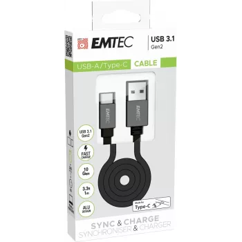 USB kabelis Emtec ECCHAT700TCU3 1,2 m USB 3.2 Gen 2 melns
