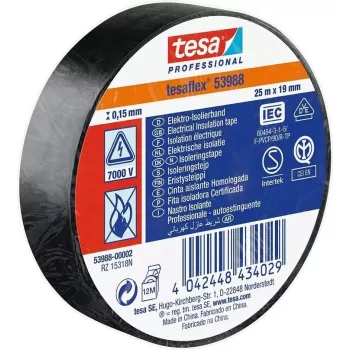 Izolācijas lente Tesa tesaflex 53988 PVC elektriskā lente 25 m x 19 mm, melna
