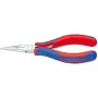 Knipex elektronikas satveršanas knaibles, kopējais garums 145 mm, plakanas apaļas spīles, 6 daudzkomponentu rokturis
