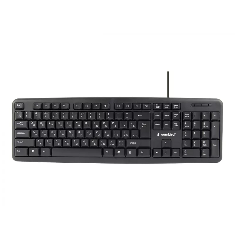 Tastatūra Gembird KB-U-103-RU Office USB QWERTY angļu krievu melna