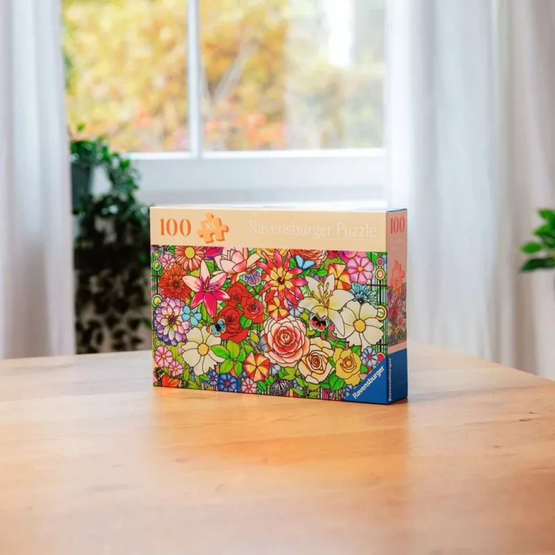 Puzle Ravensburger Feel Well & Puzzle - Flower Window, 100 gab., taktilie elementi