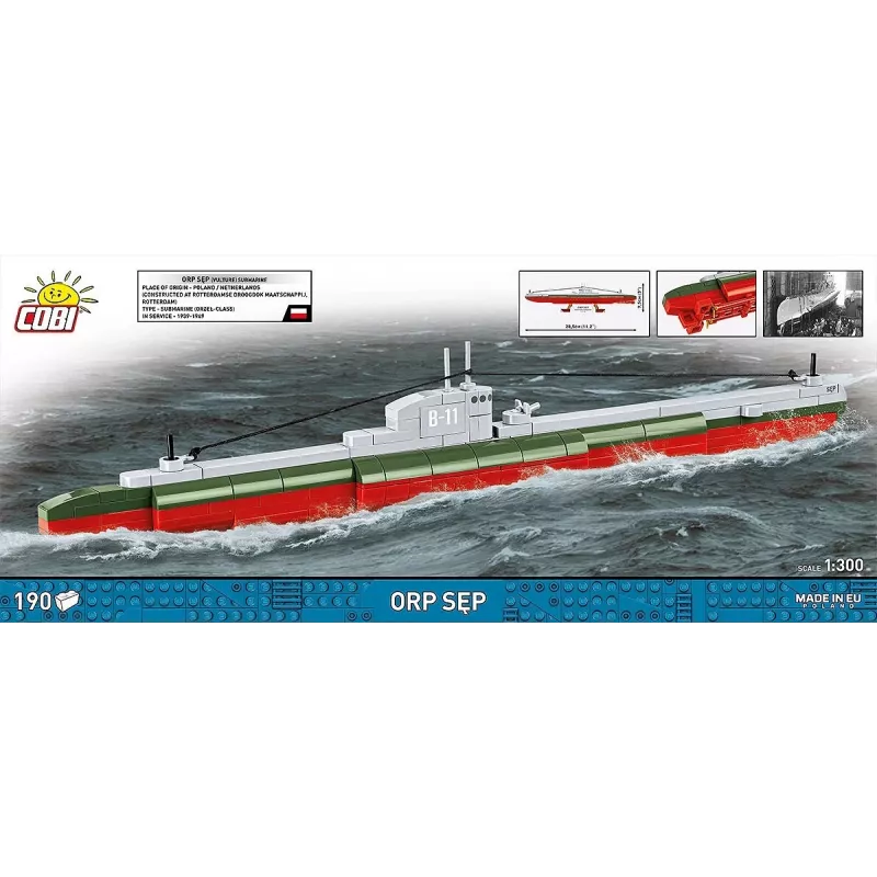 Plastmasas modelis Cobi Polish Submarine ORP Sep mērogā 1:300 (COBI-4856)
