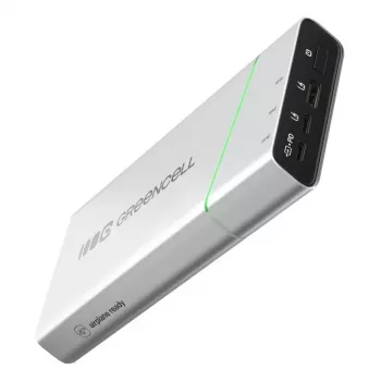 Portatīvs akumulators zaļa Cell BPLGC20P 20800 mAh litija jonu, USB-C PD 65W, 2x USB-C + 1x USB-A, alumīnija korpuss