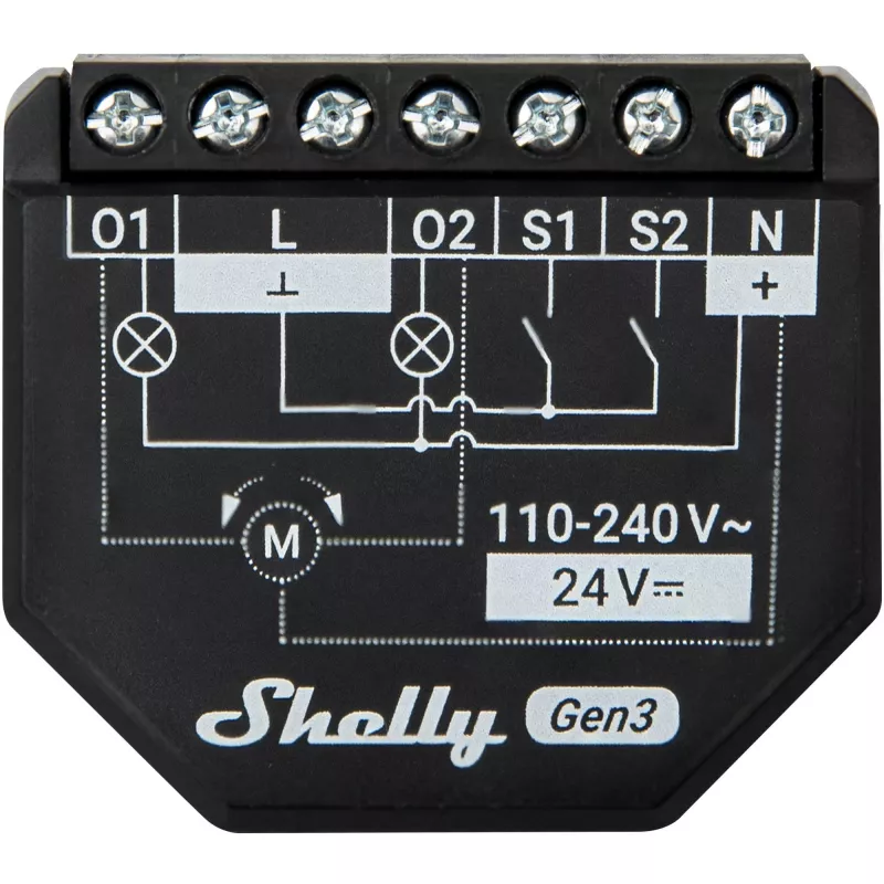 Shelly 2PM Gen3 viedais slēdzis 2P melns