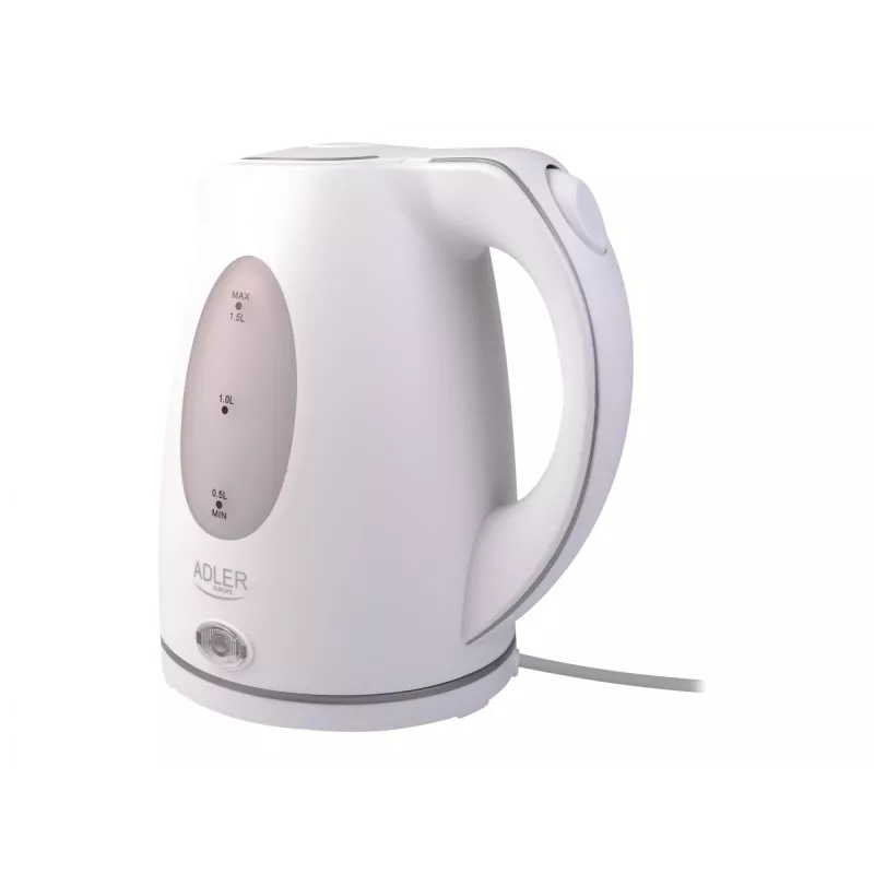 Adler | Tējkanna | AD 1207 | Standarta | 2000 W | 1,5 L | Plastmasa | 360° grozāma pamatne | Balta