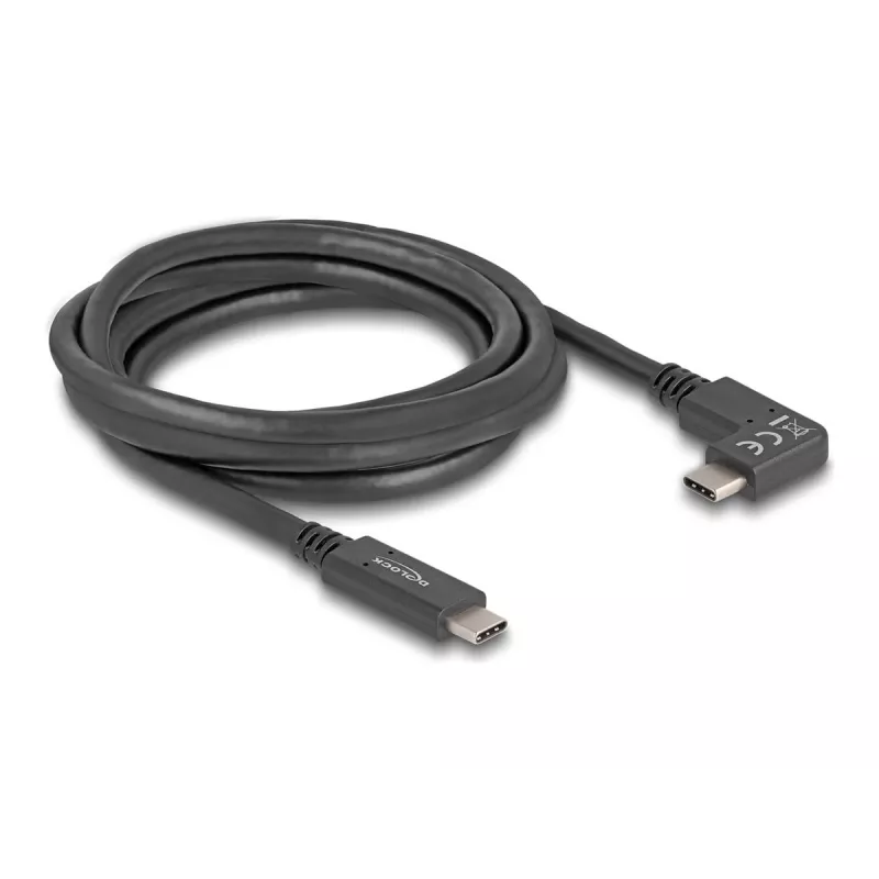 DeLOCK USB kabelis USB Type-C vīr. uz USB Type-C vīr. leņķveida 2m 5Gbps 4K PD 60W