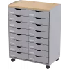 Uzglabāšanas ratiņi Paperflow DT162N.02.23, 16 atvilktnes, 55,2×74,5×35 cm, pelēki