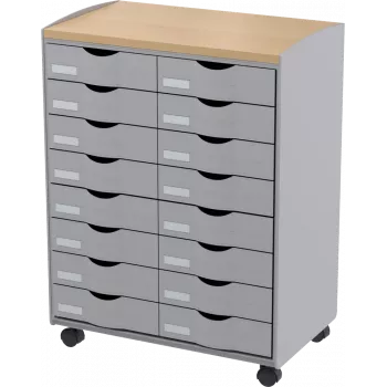 Uzglabāšanas ratiņi Paperflow DT162N.02.23, 16 atvilktnes, 55,2×74,5×35 cm, pelēki