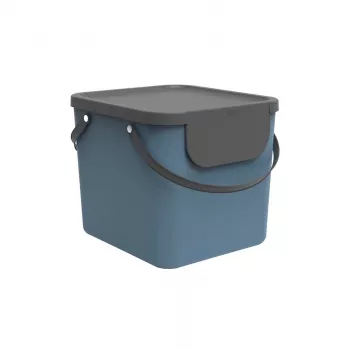 Plastmasas uzglabāšanas konteiners rotho Albula 40 L taisnstūrveida, zils, 40 L ietilpība, pakaramā atvere, 400×358×340 mm