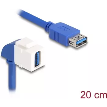 DeLOCK Keystone moduļa kabelis USB 5 Gbps A tipa ligzda-ligzda 90° leņķī 20 cm zils