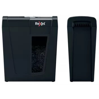 Papīra smalcinātājs REXEL Secure X8 — šķērsgriezuma P-4, 4x40 mm, 8 lapu ietilpība, 14 l tvertne, melns