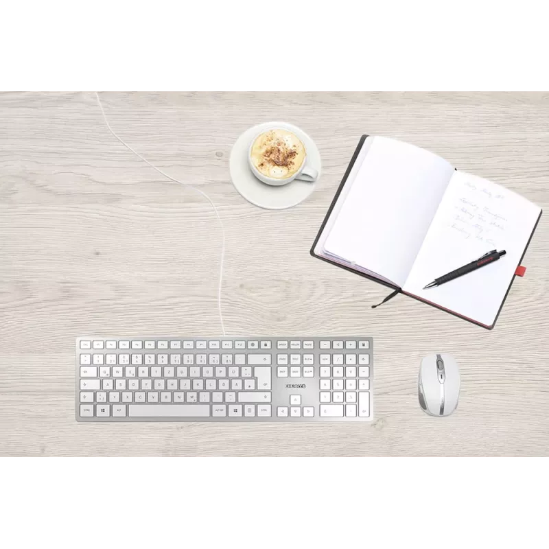 Tastatūra CHERRY KC 6000 plāns Universāla USB QWERTZ vācu sudraba