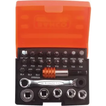 Uzgaļu komplekts Bahco 2058/S26 18 gab. Hex Phillips Torx tērauds