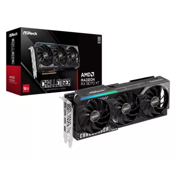 Grafikas karte ASRock Challenger Radeon RX 9070 XT — 16 GB GDDR6, 256 bitu, PCIe 5.0, 3 ventilatoru aktīvā dzesēšana